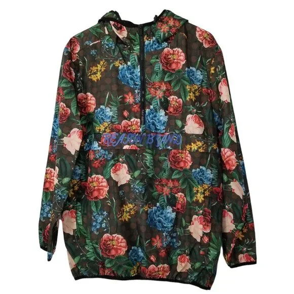 Reason Men's Black Floral Multi Color Hooded Windbreaker Jacket Size Lar… - Picture 2 of 8